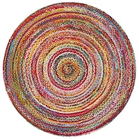 Jute Braided Round Rug In Multi