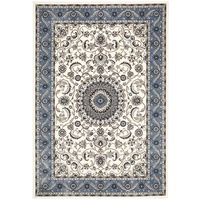 Sydney Medallion In White With Blue Border Rug