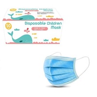 50pcs Kids Disposable Face Masks 3 Layer Children 4-12 Yrs Breathable