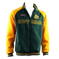 Adult Full Zip Up Baseball Jacket Jumper Australian Australia Day - Green & Gold
