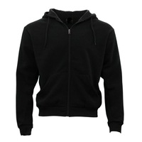 FIL Adult Unisex Men's Zip Up Hoodie w Fleece Hooded Jacket Jumper Basic Blank Plain - Black