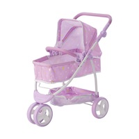 Olivia's Little World Twinkle Star Princess Baby Doll Convertible Pram, Purple