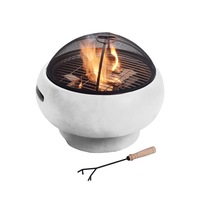 Teamson Home 20.87" Outdoor Round Faux Concrete Wood Burning Fire Pit with Accessories, Gray