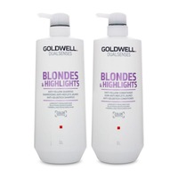 Goldwell Dualsenses Blondes & Highlights Anti-Yellow Shampoo & Conditioner 1 Litre Duo
