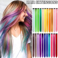 Clip On In Colorful Hair Extensions Coloured Synthetic Long Hair Party Clips DIY