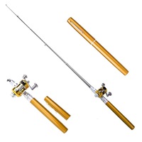 Mini Portable Pocket Fish Rod Pen Aluminum Alloy Fishing Rod Pole Reel Combos - Reel Aluminum Alloy - Fishing Line