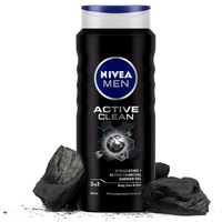 NIVEA MEN Active Clean Shower Gel & Body Wash with Active Charcoal 500ml