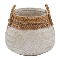 Amalfi Bambu Woven Laundry Basket Plant Pot Holder Storage Home Decor White/Natural