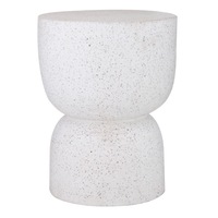 Kaia Terrazzo Side Table Stool Home Decor Furniture Bedroom Living Room White