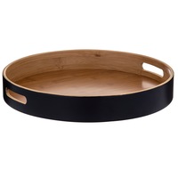 Davis & Waddell Serving Tray Bamboo Round Serve Tea Coffee Table Ottoman Tray