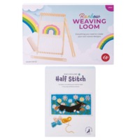 isGift Rainbow Wooden Weaving Loom and Dog Collective Half Stitch Kit