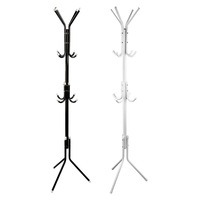 12 Hook Coat Hanger Stand 3-Tier Hat Clothes Rack Metal Tree Style Storage