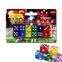 12Pcs Portable Transparent Acrylic Opaque Six Sided Spot Dice Game Table
