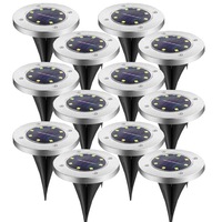 12x Solar Powered LED Buried Inground Recessed Light Garden Outdoor Deck Path