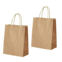 50x Size M Kraft Paper Bags Gift Shopping Carry Craft Brown Bag w/ Handles