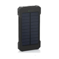 Black 50000mah Solar Power Bank Dual USB Portable External Battery Phone Charger