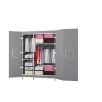 Canvas Wardrobe Portable Wardrobe Easy-to-Assemble Durable Bold Reinforcement Double Door Type Strong Magnetism