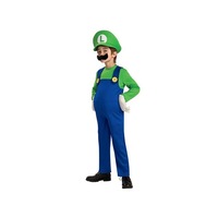 Kids Super Mario Brothers Luigi Fancy Dress Boys Girls Halloween Party Costume