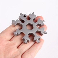 1 Only 18 In 1 Stainless Tool Multi-Tool Portable Snowflake Shape Key Silver Chain Screwdriver
