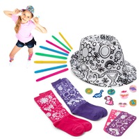 Color your own, PRINCESS Birthday Girls Fedora & Socks Gift,diy kid Craft Kits for girl ages