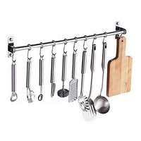304 Stainless Steel Kitchen Utensil Storage Rack Organiser Lid Holder Wall Mount