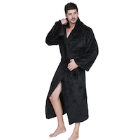 Plus Size Dressing Gown Fleece Robe Unisex BathRobe Long Hooded Mens Womens Sleepwear Pajamas 70-165KG