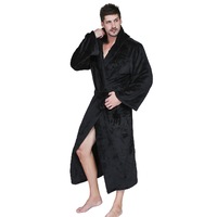 Plus Size Dressing Gown Fleece Robe Unisex BathRobe Long Hooded Mens Womens Sleepwear Pajamas 70-165KG