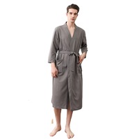 Unisex Bath Robe Dressing Gown Summer Waffle Pattern Sleepwear Womens Mens pajamas