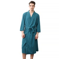 Unisex Bath Robe Dressing Gown Summer Waffle Pattern Sleepwear Womens Mens pajamas