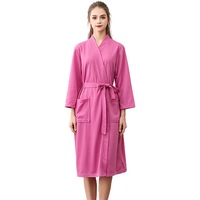 Unisex Bath Robe Dressing Gown Summer Waffle Pattern Sleepwear Womens Mens pajamas