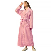 Unisex Bath Robe Fleece Dressing Gown Long Winter Warm Sleepwear Womens Mens pajamas