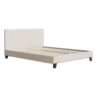 Bed Frame Queen Size Boucle Fabric Mattress Base Platform Wooden