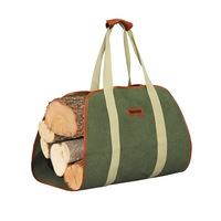 Durable Canvass Firewood Bag Log Holder - Green