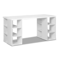 Office Desk Workstation with 3 Level Shelf - White