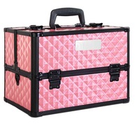 Portable Cosmetic Makeup Suitcase - Diamond Pink
