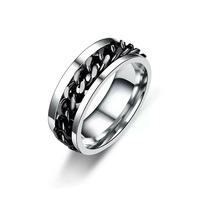 Titanium Stainless Steel Spinner Ring Curb Chain - 8mm