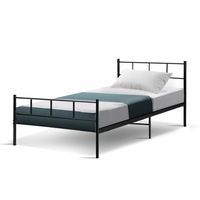 Bed Frame Single Size Metal Mattress Base Platform Foundation Black SOL