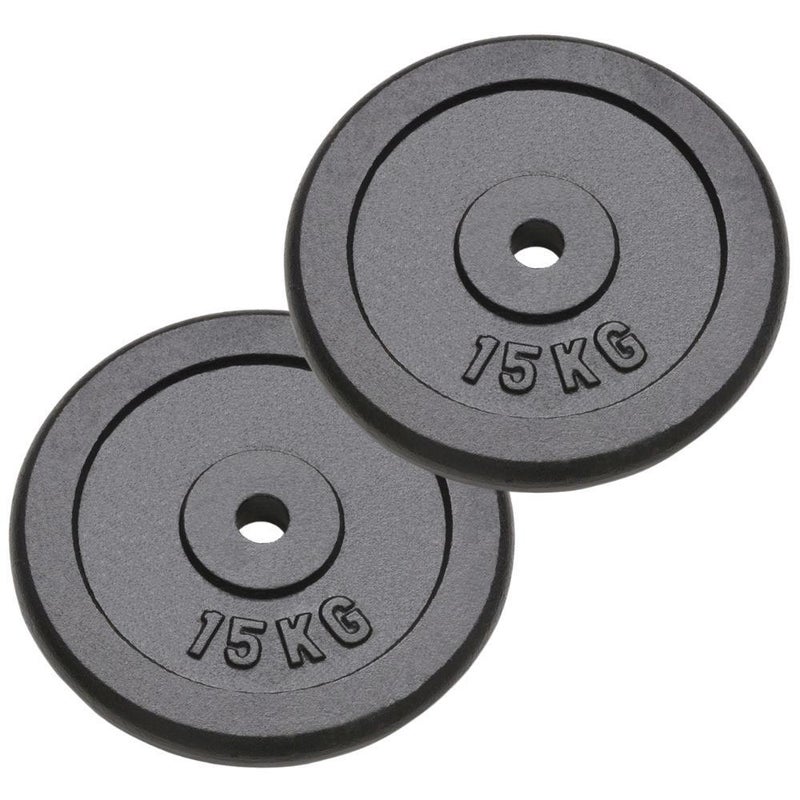 Cast Iron Weight Plates 2 Pcs 30kg Home Gym Weightlifting Workout Body Fitness