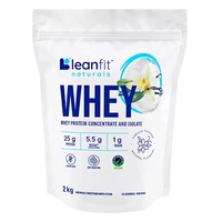 Leanfit Whey Protein Powder 2kg Vanilla Flavour 25g Protein 1g Carbs