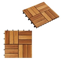Set of 30 Hardwood Decking Tiles Vertical Pattern 30x30 cm Acacia Flooring Tiles