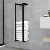 Wall Mount Towel Holder Iron Black Bathroom Storage Rack Furniture Organiser