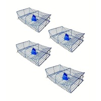 4 X Wilson Heavy Duty Rectangular Crab Traps - 2 Entry Crab Pots - Blue Mesh