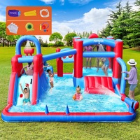 AirMyFun Inflatable Trampoline Bounce House 11 Play Zones Kids Jumping Water Slide Outdoor Toy