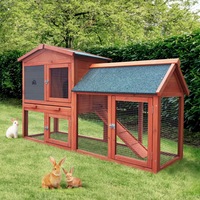 Alopet Rabbit Hutch Chicken Coop 135CMx52CMx85CM Bunny House Run Cage Wooden Outdoor Pet Hutch