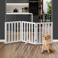 Alopet Wooden Pet Dog Fence 142x60.5cm 3 Panels Safety Stair Barrier Security Gate Door White