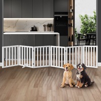 Alopet Wooden Pet Dog Fence 284x60.5cm 6 Panels Safety Stair Barrier Security Gate Door White