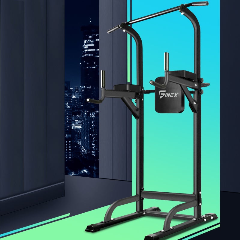 Finex Power Tower Chin Up Bar Weight Bench Push Pull Up Knee Raise Gym Station Australia