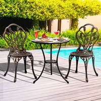 Livsip 3PCS Bistro Outdoor Setting Chairs Table Patio Dining Set Cast Aluminium Furniture