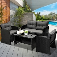 Livsip 4-Piece Outdoor Lounge Furniture Set Wicker Patio Furniture Setting