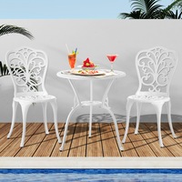 Livsip Bistro Outdoor Setting Furniture Patio Dining 3PCS Set Cast Aluminium Chairs Table
